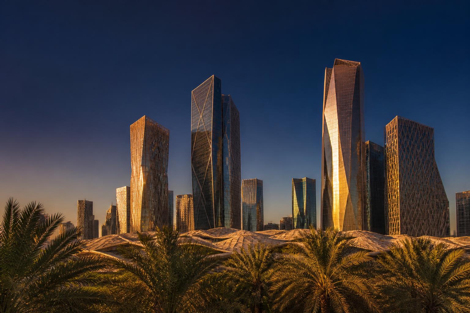 Skyline de Riyad à la lumière dorée