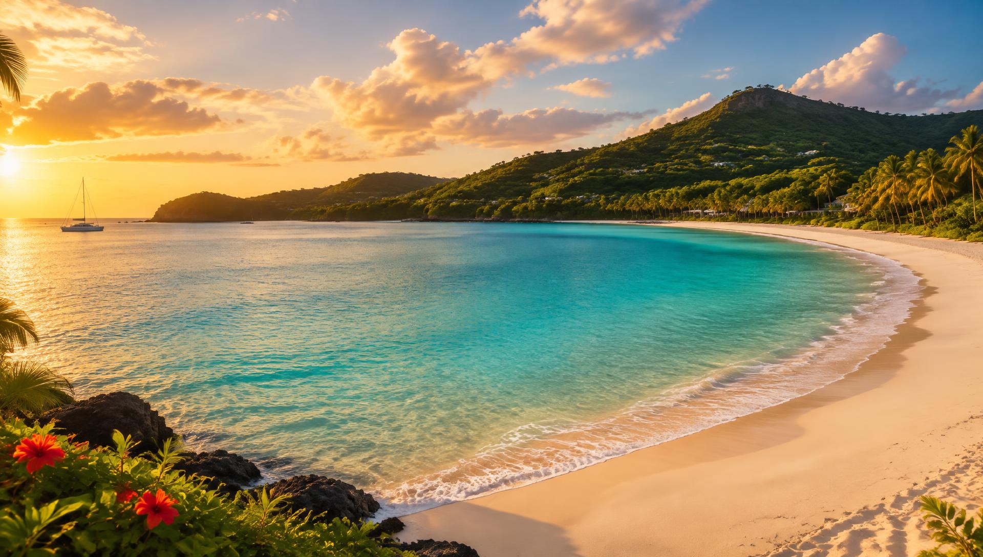 Lagon de la Grenade au coucher du soleil